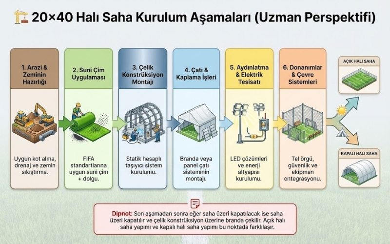 20×40 Halı Saha Kurulum Aşamaları