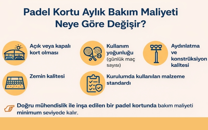 Padel Kortu Aylık Bakım Maliyeti Neye Göre Değişir