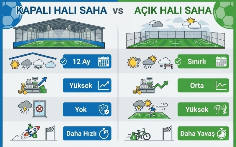 kapalı halı saha yapım süreci